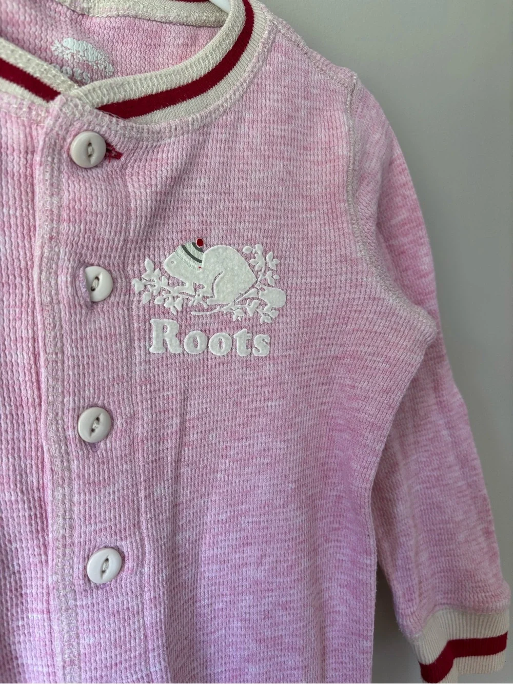 Roots Kids Cabin Pink Long-Sleeve One-Piece Footie Pyjama Toddler Girls Size 2T